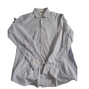 Tintoria Mattei Mens Dress Shirt Blue‎ Polka Dot Patterned Long Sleeve Casual